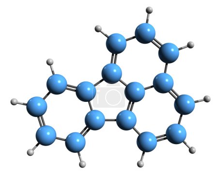 Foto de Imagen 3D de la fórmula esquelética del fluoranteno - estructura química molecular del benzofluoreno aislada sobre fondo blanco - Imagen libre de derechos
