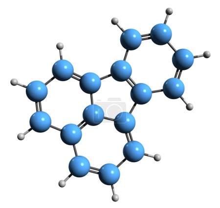 Foto de Imagen 3D de la fórmula esquelética del fluoranteno - estructura química molecular del benzofluoreno aislada sobre fondo blanco - Imagen libre de derechos