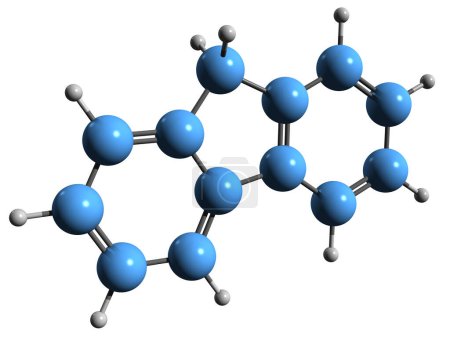 Photo for 3D image of Fluorene skeletal formula - molecular chemical structure of Tricyclohexaene isolated on white background - Royalty Free Image