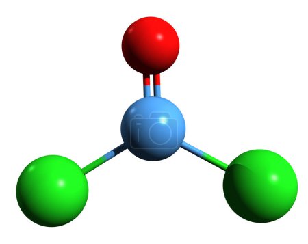 Foto de Imagen 3D de la fórmula esquelética de fosgeno: estructura química molecular del cloruro de carbonilo aislado sobre fondo blanco - Imagen libre de derechos