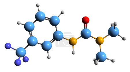 Foto de Imagen 3D de la fórmula esquelética de Fluometurón - estructura química molecular del herbicida aislado sobre fondo blanco - Imagen libre de derechos