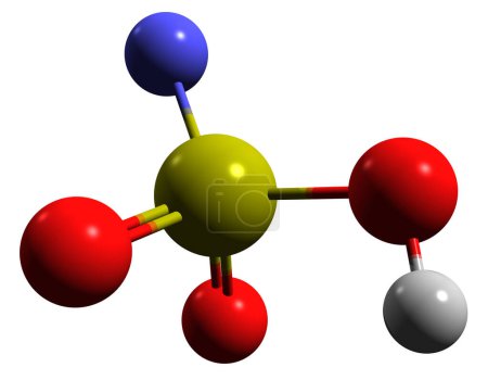 Téléchargez les photos : Image 3D de la formule squelettique de l'acide fluorosulfurique - structure chimique moléculaire de l'acide sulfurofluoridique isolé sur fond blanc - en image libre de droit