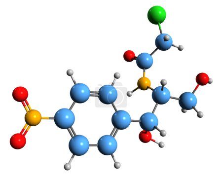 Téléchargez les photos : Image 3D de la formule squelettique du chloramphénicol - structure chimique moléculaire de l'antibiotique isolé sur fond blanc - en image libre de droit