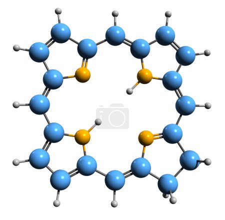 Téléchargez les photos : Image 3D de la formule squelettique de chlorine - structure chimique moléculaire de la dihydroporphine isolée sur fond blanc - en image libre de droit