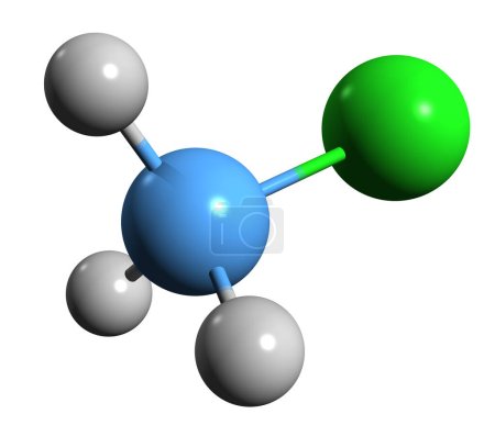Foto de Imagen 3D de la fórmula esquelética de clorometano - estructura química molecular del refrigerante-40 aislado sobre fondo blanco - Imagen libre de derechos