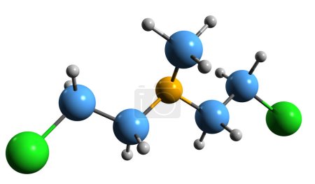 Photo for 3D image of Mechlorethamine skeletal formula - molecular chemical structure of antineoplastic agent isolated on white background - Royalty Free Image