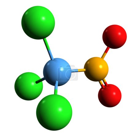 Foto de Imagen 3D de la fórmula esquelética de cloropicrina - estructura química molecular del tricloronitrometano aislado sobre fondo blanco - Imagen libre de derechos