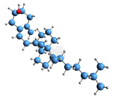 Téléchargez les photos : Image 3D de la formule squelettique du cholécalciférol - structure chimique moléculaire de la vitamine D3 isolée sur fond blanc - en image libre de droit