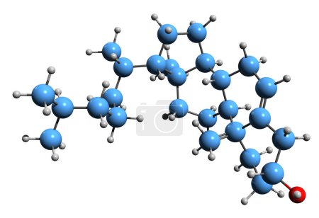 Foto de Imagen 3D de la fórmula esquelética del colesterol - estructura química molecular de la colesterina aislada sobre fondo blanco - Imagen libre de derechos
