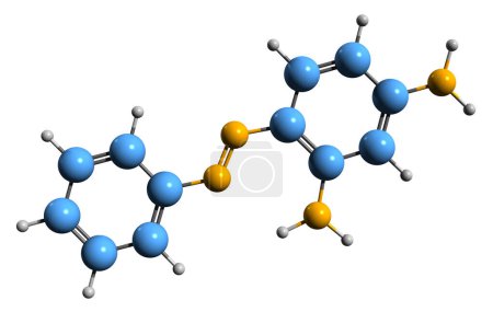 Téléchargez les photos : Image 3D de la formule squelettique de la chrysoïdine - structure chimique moléculaire de Basic Orange 2 isolée sur fond blanc - en image libre de droit