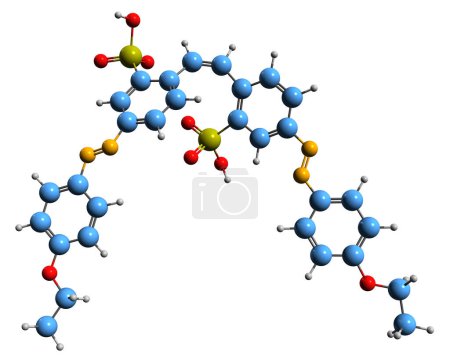 Téléchargez les photos : Image 3D de la formule squelettique de la chrysophénine - structure chimique moléculaire de l'aurophénine O isolée sur fond blanc - en image libre de droit
