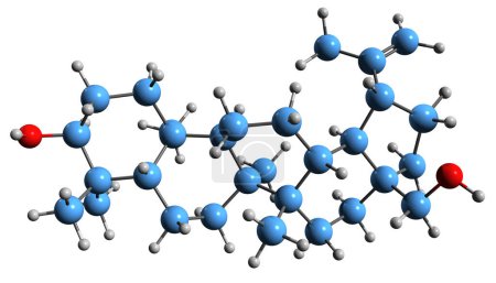 Téléchargez les photos : Image 3D de la formule squelettique de l'arnidiol - structure chimique moléculaire du triterpène cytotoxique isolé sur fond blanc - en image libre de droit