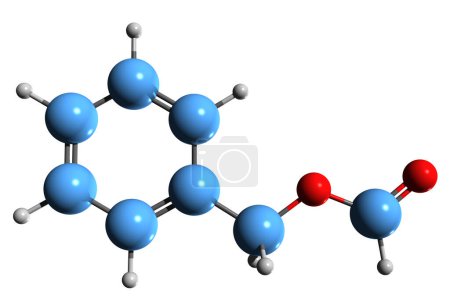Photo for 3D image of Benzyl formate skeletal formula - molecular chemical structure of Formic acid benzyl ester isolated on white background - Royalty Free Image