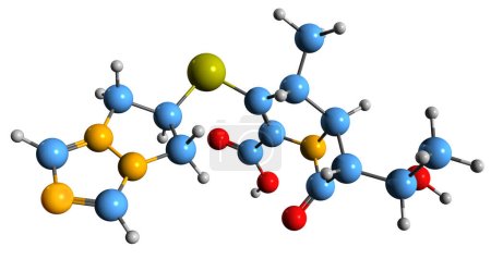 Téléchargez les photos : Image 3D de la formule squelettique Biapenem - structure chimique moléculaire de l'antibiotique carbapenem isolé sur fond blanc - en image libre de droit