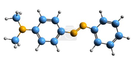 Téléchargez les photos : Image 3D de la formule squelettique du 4-diméthylaminoazobenzène - structure chimique moléculaire du jaune de méthyle isolé sur fond blanc - en image libre de droit