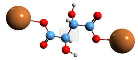 Foto de Imagen 3D de la fórmula esquelética del tartrato de potasio: estructura química molecular del aditivo alimentario 336 aislado sobre fondo blanco - Imagen libre de derechos