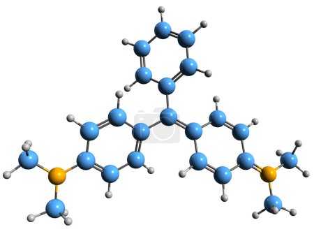 Foto de Imagen 3D de la fórmula esquelética verde malaquita - estructura química molecular del colorante aislado sobre fondo blanco - Imagen libre de derechos