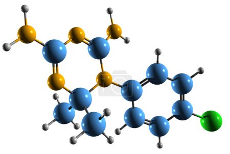Foto de Imagen 3D de Cycloguanil skeletal formula - estructura química molecular del inhibidor de la dihidrofolato reductasa aislado sobre fondo blanco - Imagen libre de derechos