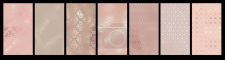 Téléchargez les photos : Ensemble de textures métallisées rose pâle - kit de gabarits graphiques élégants et délicats - en image libre de droit