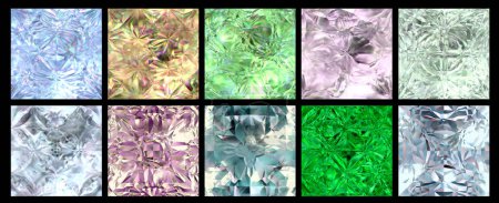 Téléchargez les photos : Set of seamless carves glas pattern textures - tiled crystal surface background - en image libre de droit