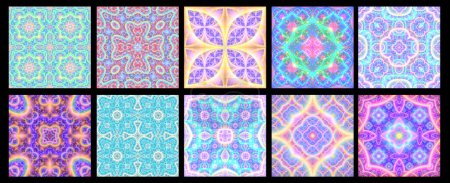 Foto de Set of seamless astral pattern textures - tiled mystical fractal background - Imagen libre de derechos