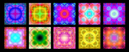 Photo for Set of seamless astral pattern textures - tiled mystical fractal background - Royalty Free Image