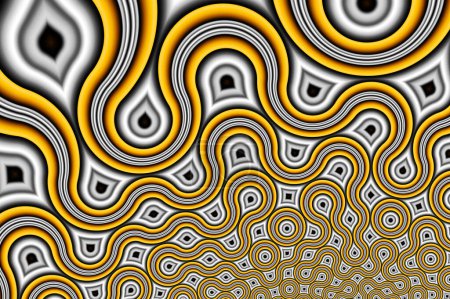 Photo for Yellow Fractal Truchet Backdrop  - Quarter-Circles Generative Self-Similar Pattern - Abstract Bright Self-Contacting Background - Royalty Free Image