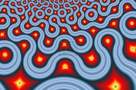 Téléchargez les photos : Red Fractal Truchet Backdrop  - Quarter-Circles Generative Self-Similar Pattern - Abstract Bright Self-Contacting Background - en image libre de droit