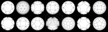 Téléchargez les photos : Ensemble de carrelage hyperbolique géométrique non euclidien Visualisation des types de tentations de modèle Klein - en image libre de droit
