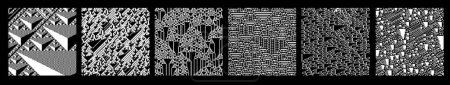 Foto de Conjunto de estructuras homogéneas de autómata celular - Visualización de plantillas de teselación de modelo de vida artificial - Imagen libre de derechos