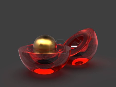 Nacimiento de nuevo - Imagen de concepto 3D con bolas - Símbolo de diseño gráfico abstracto elegante 