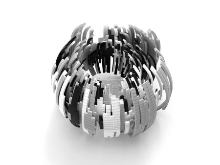 Ball Flacky Construction - 3D Concept Image with Ball - Elegant Abstract Graphic Design Symbol 