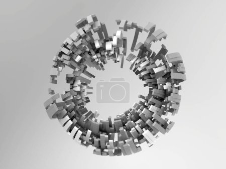 Ball Flacky Construction - 3D Concept Image with Ball - Elegant Abstract Graphic Design Symbol 