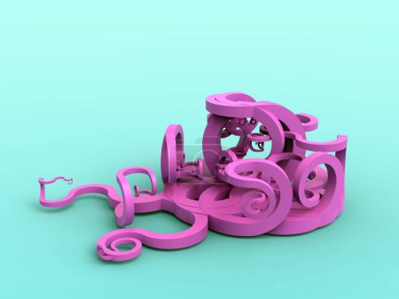 Foto de Sistema de Morfología Matemática 3D - Plantilla estética de tentáculos de imagen 3D - Diseño gráfico de plexo generativo - Imagen libre de derechos
