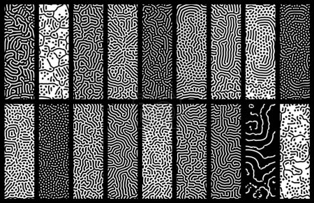 Illustration for Reactiondiffusion system - visualization of Turing patterns - nature of sound - vector concept of morphogenesis types - Royalty Free Image