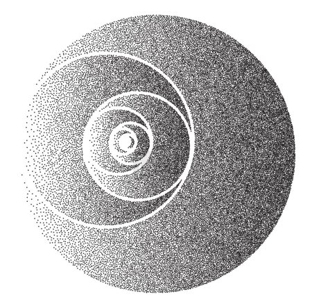 Téléchargez les illustrations : Big Golden ratio cercles pointillés - visualisation de la séquence Fibonacci - concept vectoriel de proportion d'or - en licence libre de droit