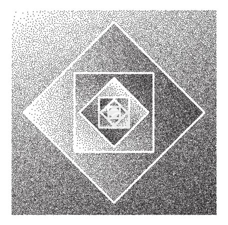 Illustration for Big Golden ratio stippled square - visualization of Fibonacci Sequence - vector concept of gold proportion - Royalty Free Image