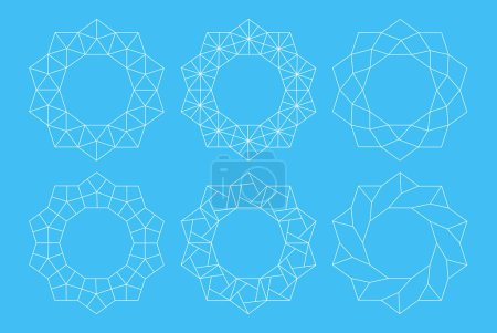 Téléchargez les illustrations : Ensemble de design vectoriel de cadre élégant - Éléments d'art abstraits de ligne de polygone - Art polygone simple - en licence libre de droit