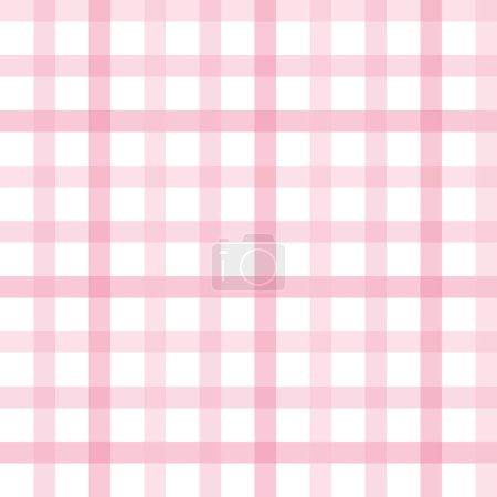 Illustration for White transparent pink stripes seamless vector pattern. Pink squares on white background.. Geometric pattern. Gingham vector background. Retro design for tablecloth, napkins or fabric - Royalty Free Image