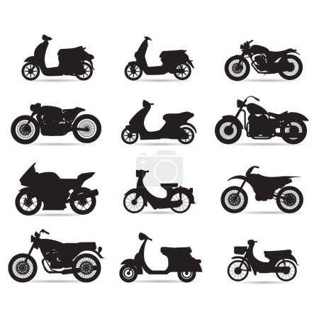 vector de motocicleta conjunto en el estilo de silueta