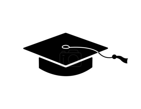 Illustration for Square academic cap isolated vector illustration. Mortarboard with tassel. High school, college, academy graduation symbol. Black color icon on white background. - Royalty Free Image