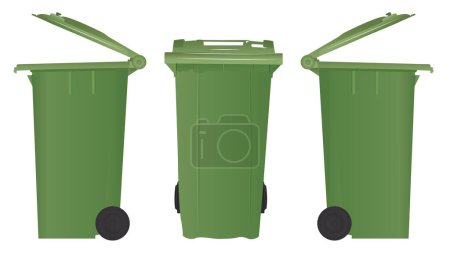 A realistic wheelie bin vector illustration for the purposes of logo mockups and product presentations.