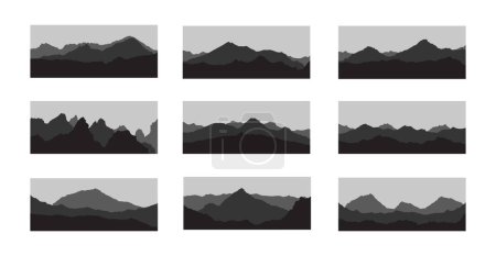 Téléchargez les illustrations : Une collection vectorielle de paysages de montagne pour les décors et les compositions artistiques - en licence libre de droit