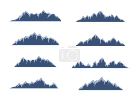 Eine Vektorsammlung der schneebedeckten Alpen