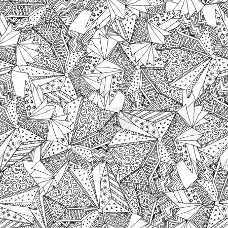Photo for Seamless pattern from black and white doodles. Triangles with ethnic ornaments, pop art style print. Adults and children coloring book page - Royalty Free Image