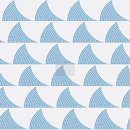 Ilustración de Ondas geométricas del océano de pequeñas gotas azules sobre un fondo gris claro. Patrón sin costura vectorial - Imagen libre de derechos