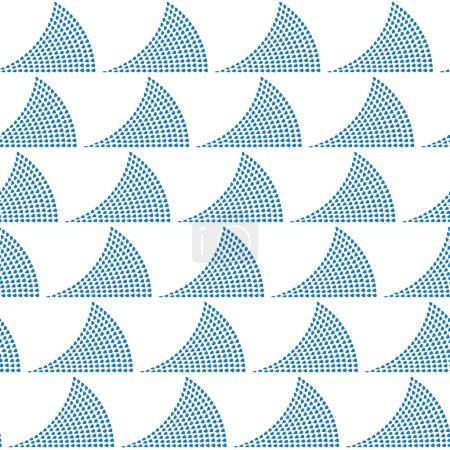 Ilustración de Ondas geométricas del océano de pequeñas gotas azules sobre un fondo gris claro. Patrón sin costura vectorial - Imagen libre de derechos