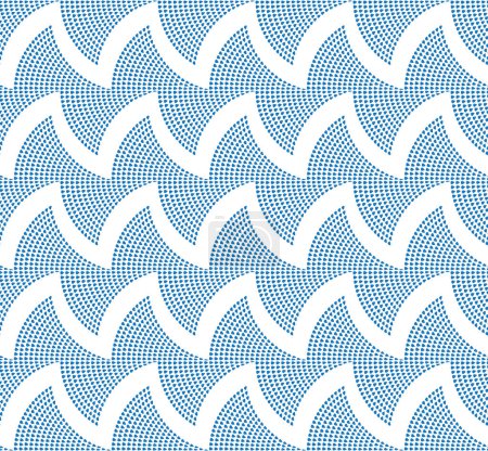 Ilustración de Las ondas de las gotas pequeñas azules sobre el fondo blanco. Patrón sin costura vectorial, papel pintado art deco - Imagen libre de derechos