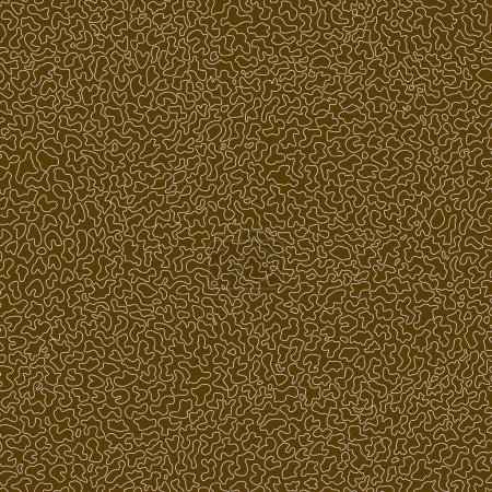 Ilustración de Patrón abstracto sin costura vectorial de manchas caóticas con contorno de línea metálica dorada sobre un fondo oscuro - Imagen libre de derechos