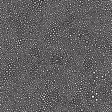 Illustration for Vector seamless pattern from white dots, circles and round spots on a black background - Royalty Free Image